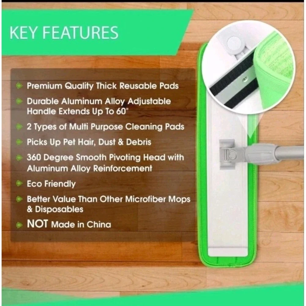 Turbo‎ Mop Microfiber Mop Kit-Tile & Wood Floor 4 Reusable Pads